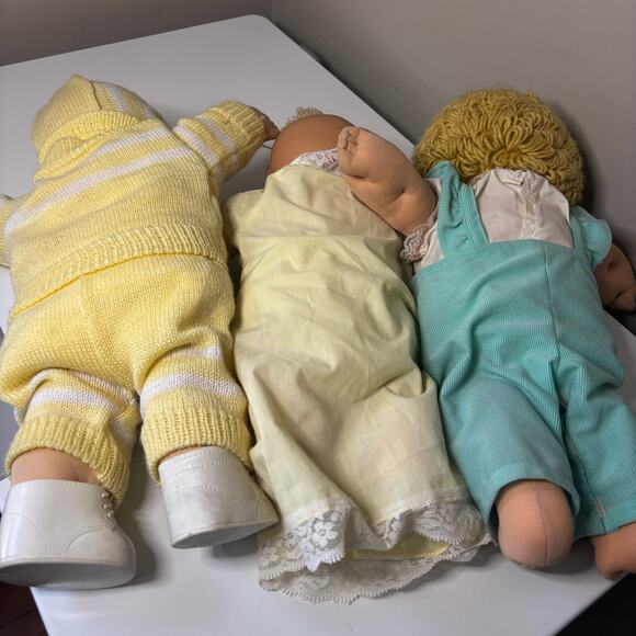 Vintage Bundle Coleco Cabbage Patch Dolls Babies Appalachian Art 1982 Set of 3 - Picture 2 of 12
